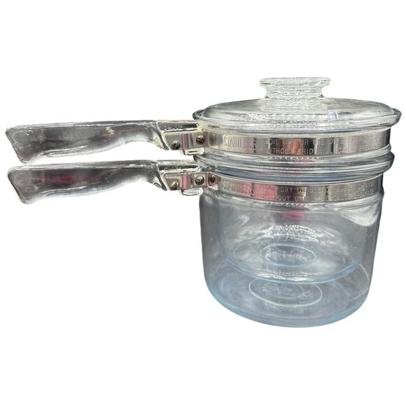 PYREX Other - 🍳 Pyrex Glass Saucepan Pot w/ Lid & Detachable Clamp Handle Retro Kitchenware
